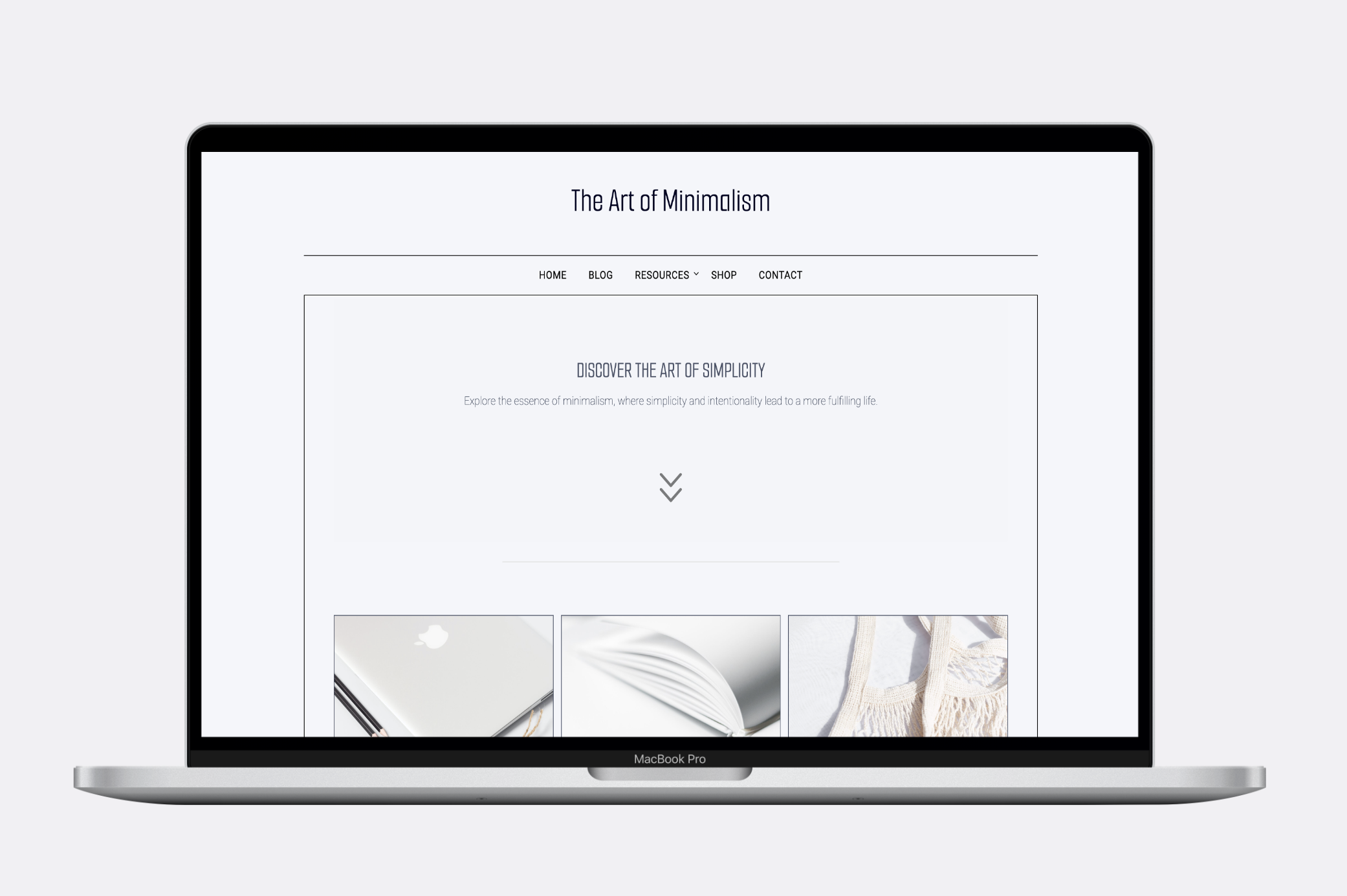 the art of minimalism website mockup