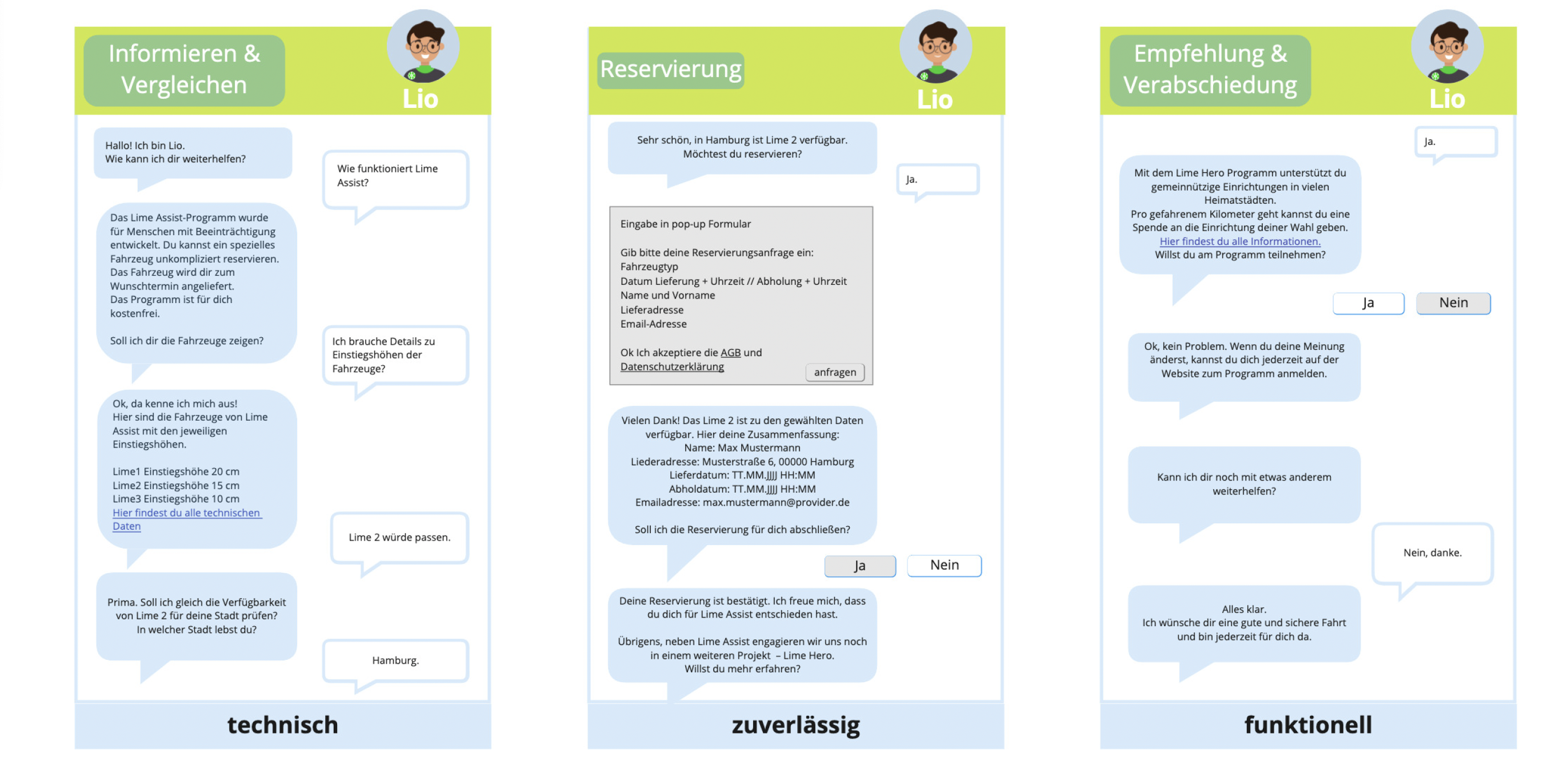 lime chatbot communication example