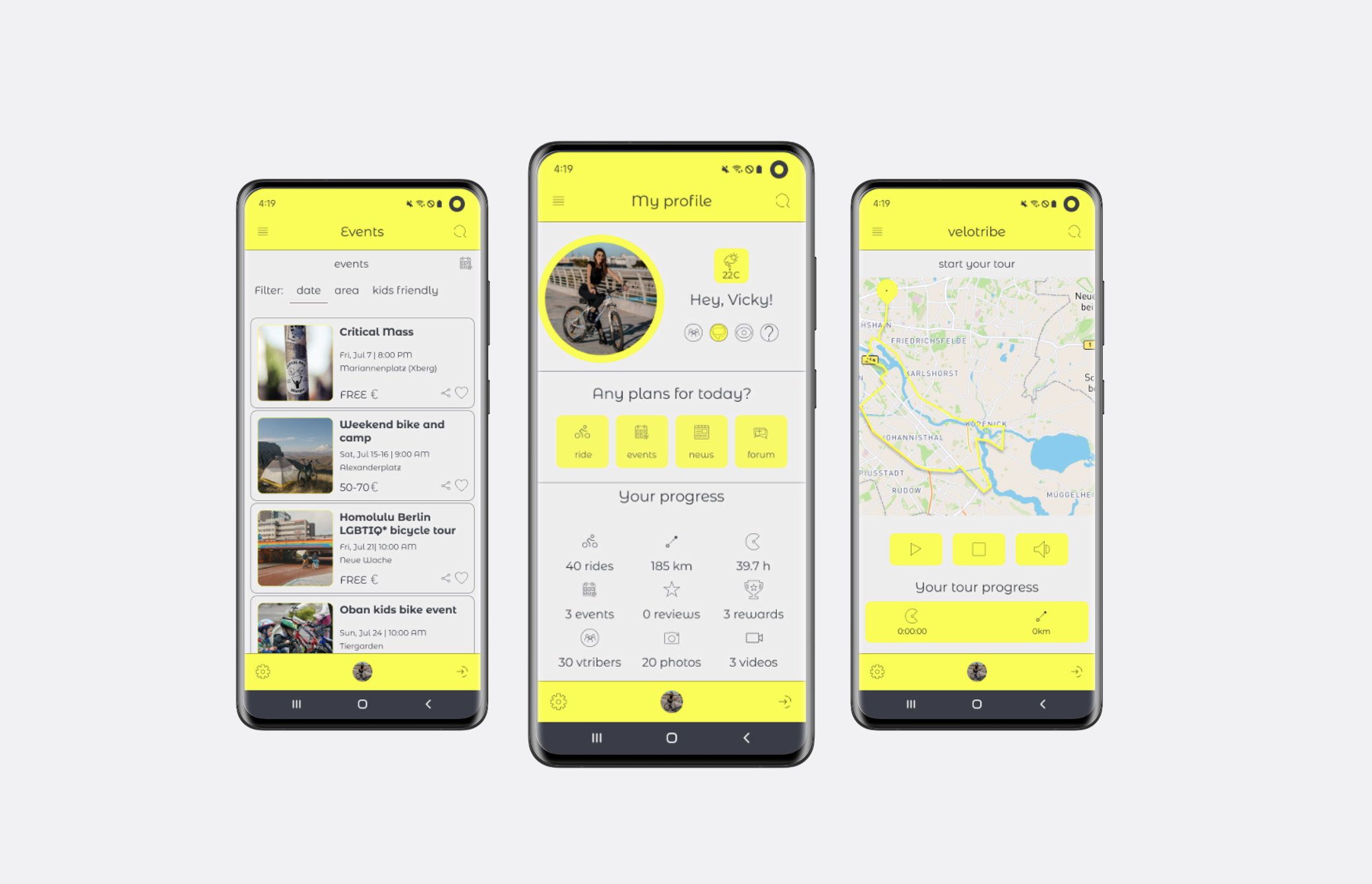 velotribe mobile app mochup